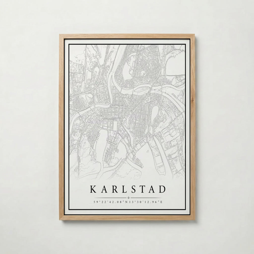 Karlstad Karta poster i flera storlekar – jämför mått och välj rätt hos Bozetto i hög tryckkvalitet