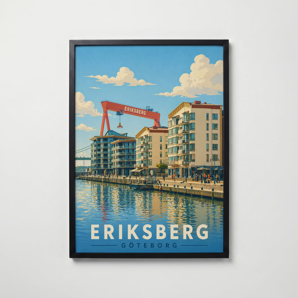 Eriksberg Göteborg i svart ram på vägg – köp enkelt hos Bozetto affisch i hög kvalitet