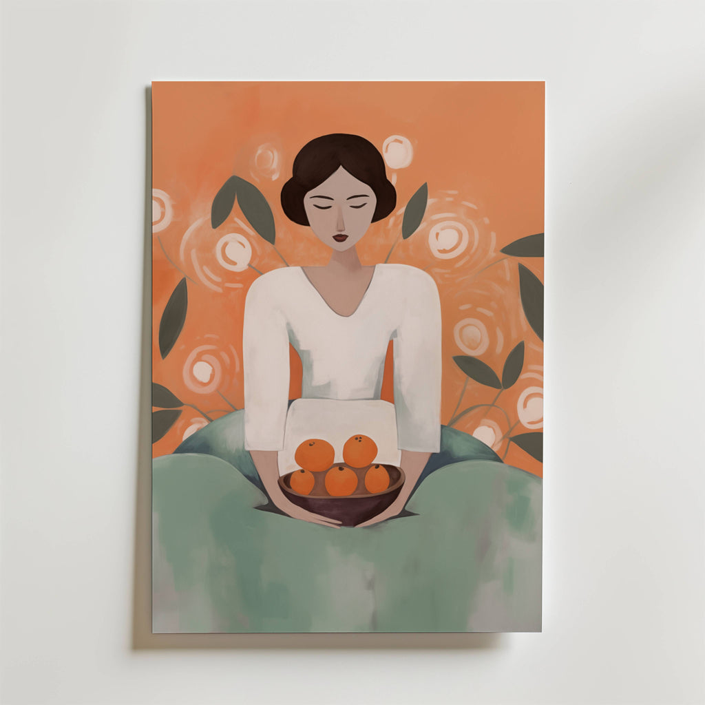 Woman with Oranges – stilfullt konsttryck från Bozetto, tryckt på matt finpapper