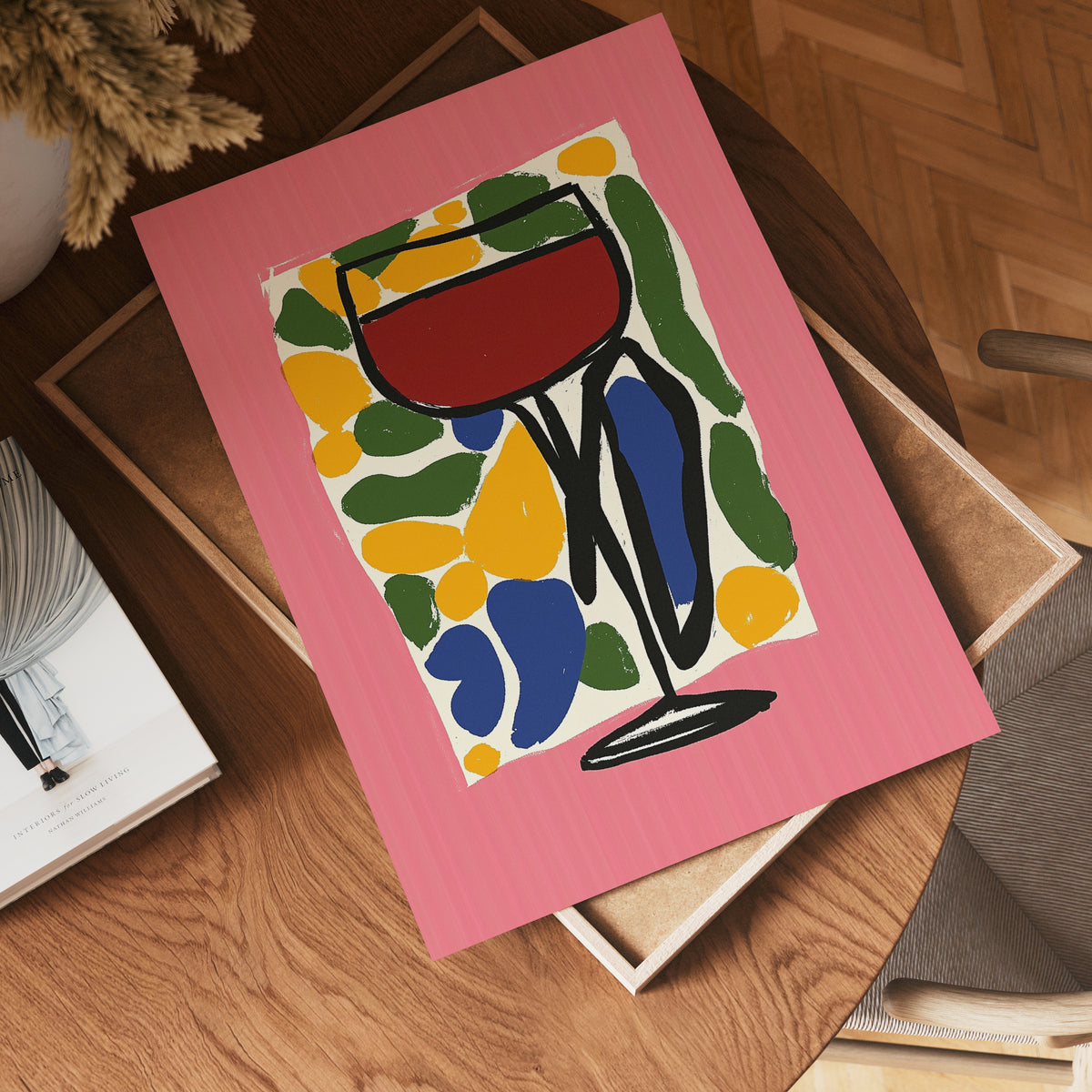 Colorful Wine Glass poster visad rakt fram – Bozetto affisch i hög tryckkvalitet