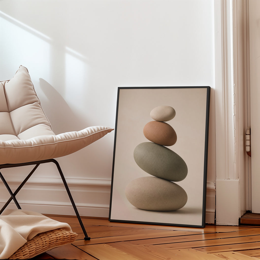 Balanced Stone Cairn poster i stilrent hem med modern inredning – köp enkelt hos Bozetto