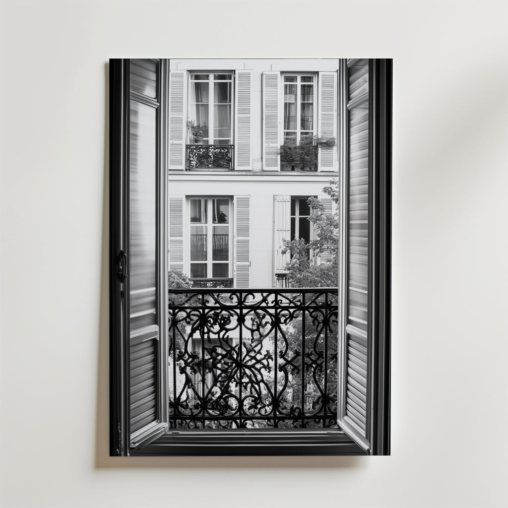 Vintage Paris Balcony – stilfullt konsttryck från Bozetto, tryckt på matt finpapper