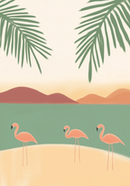 Flamingo Bay – affisch med snyggt motiv, köp enkelt hos Bozetto i flera storlekar