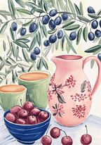 Watercolor Fruit And Olive poster visad rakt fram – Bozetto affisch i hög tryckkvalitet
