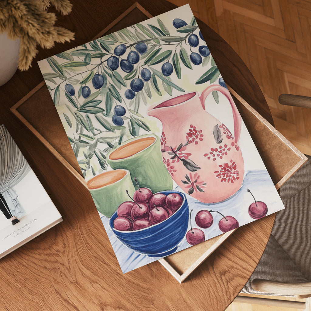 Watercolor Fruit And Olive – affisch med stilfullt motiv från Bozetto i hög kvalitet