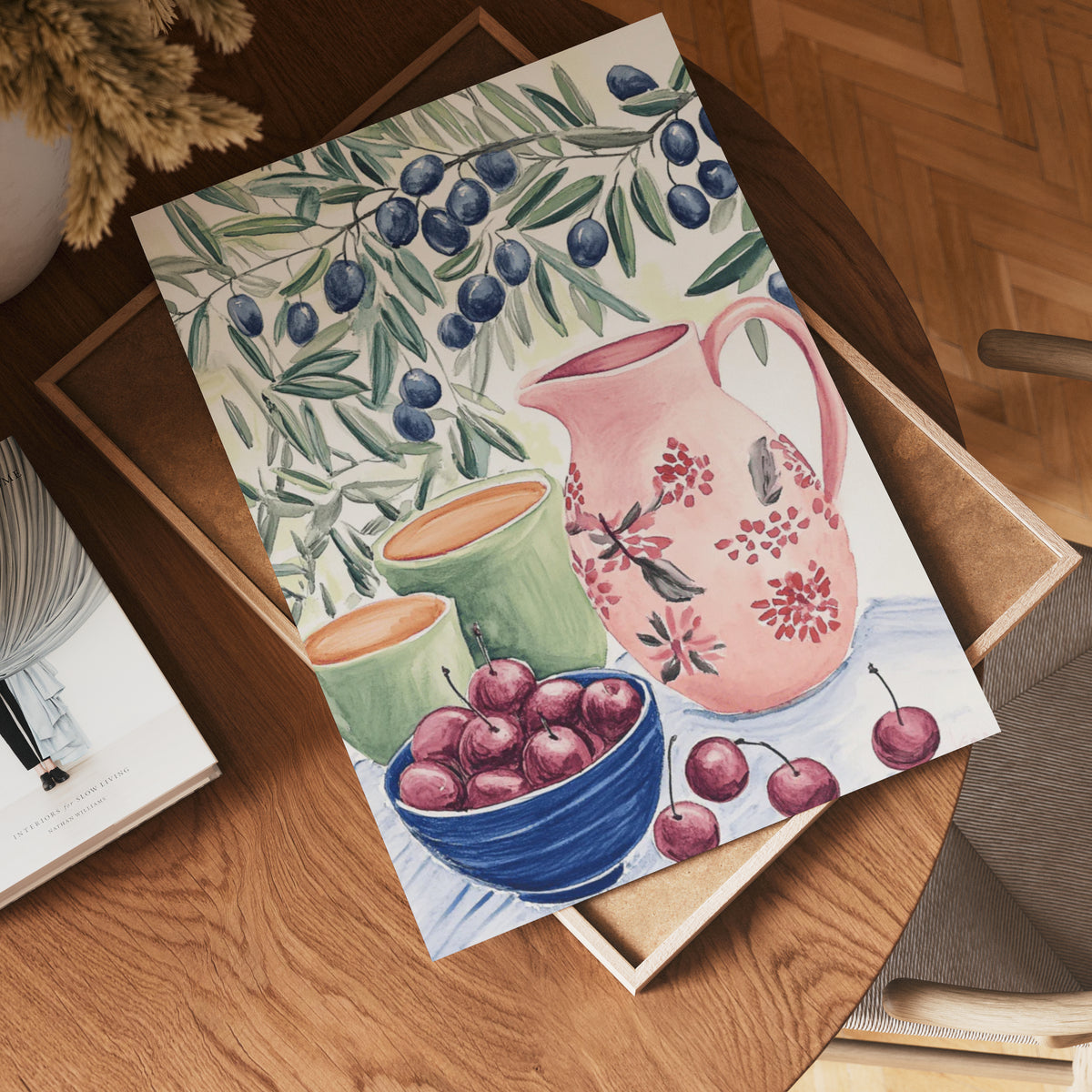 Watercolor Fruit And Olive – affisch med stilfullt motiv från Bozetto i hög kvalitet