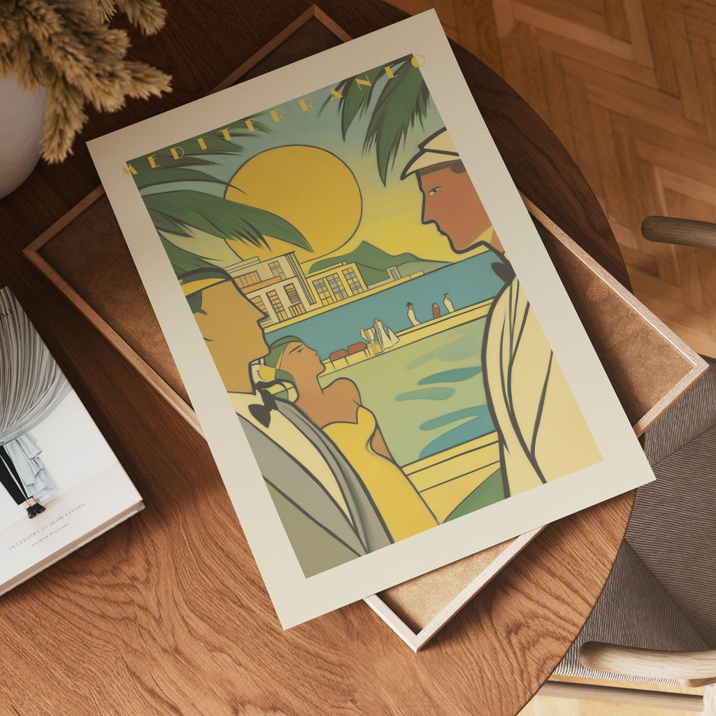 Vintage Mediterraneo poster visad rakt fram – Bozetto affisch i hög tryckkvalitet