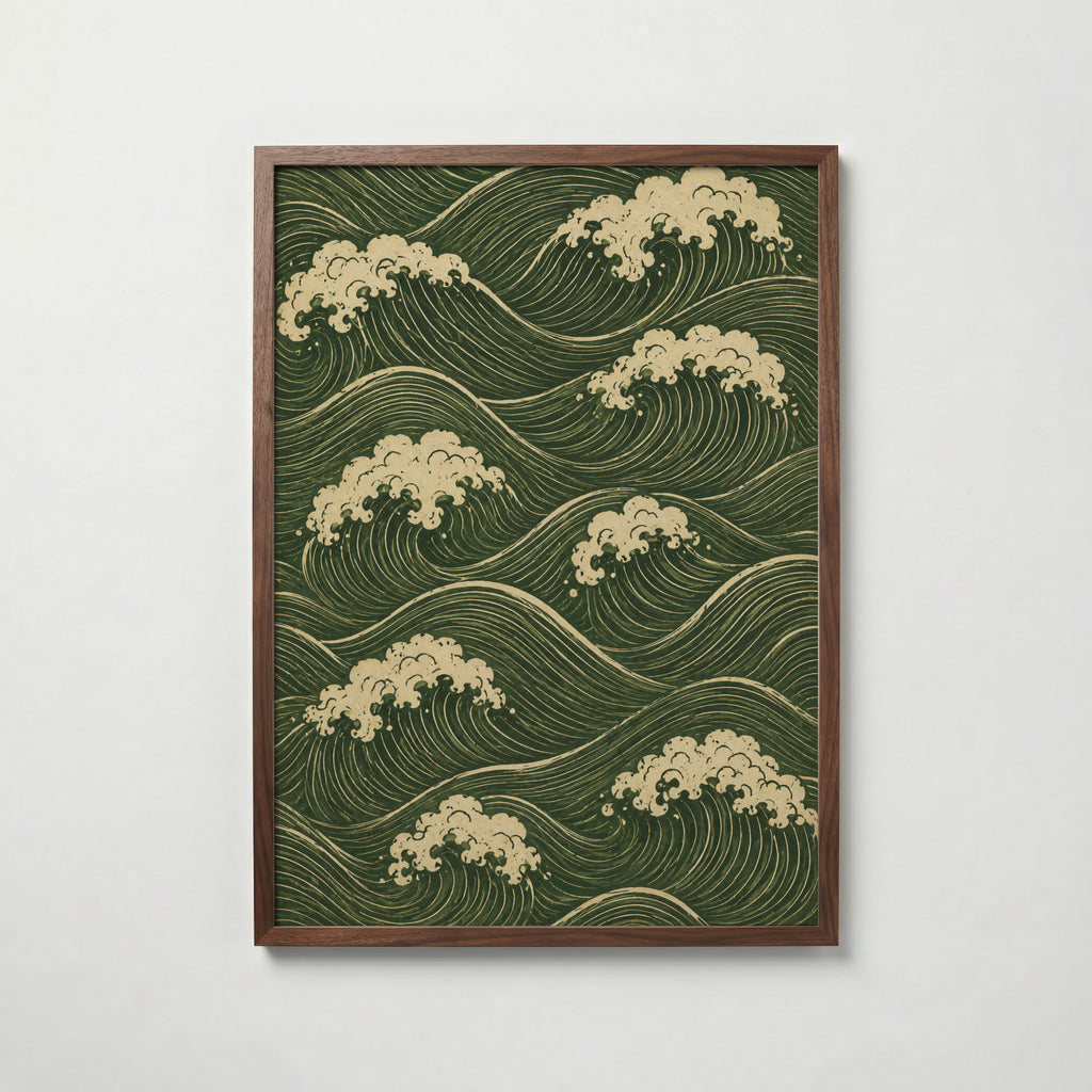 Forest Tide affisch i valnötsram – mörkbrun inramning med exklusiv känsla, Bozetto