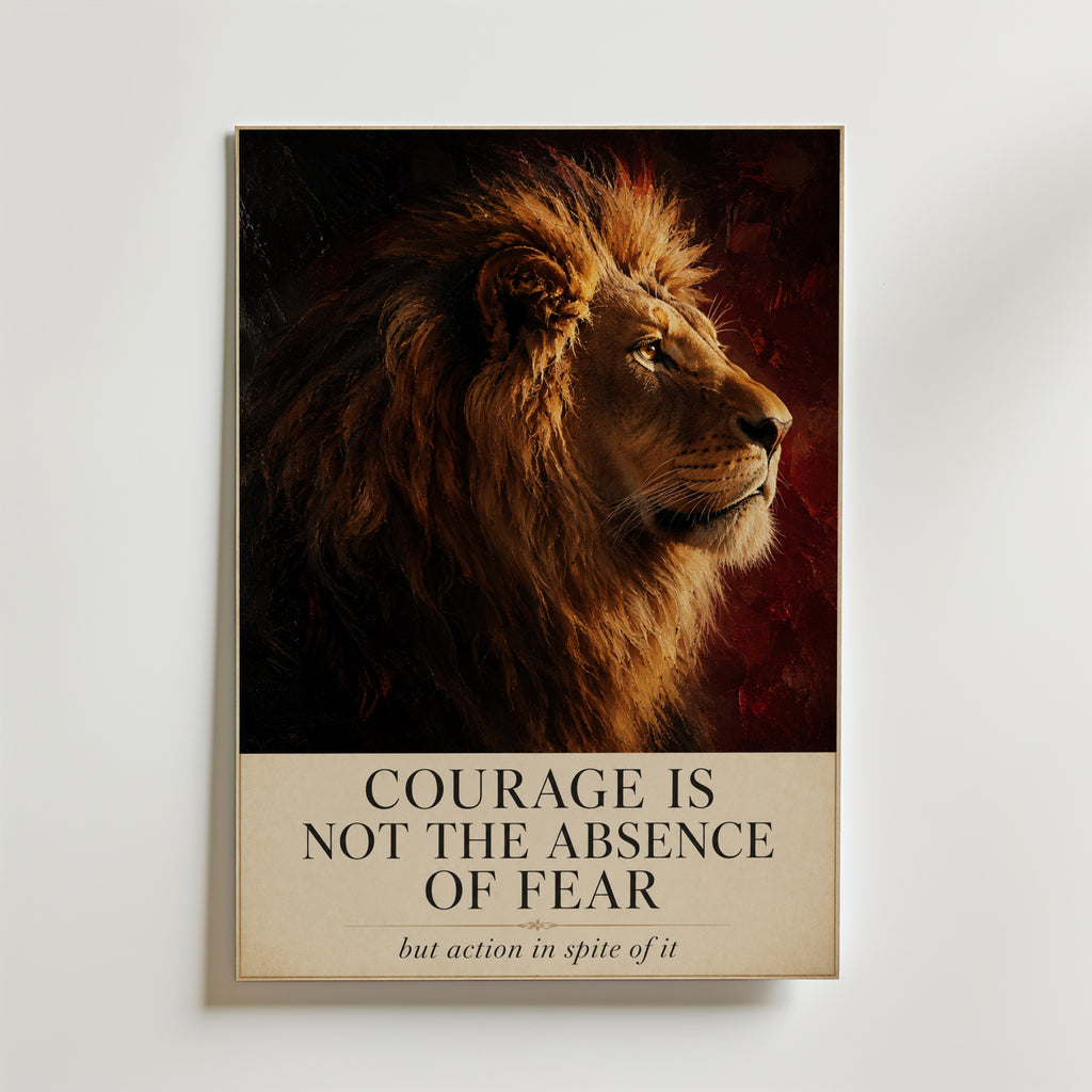 Quiet Courage affisch inramad i neutral ram – se hur konsttrycket ser ut, Bozetto