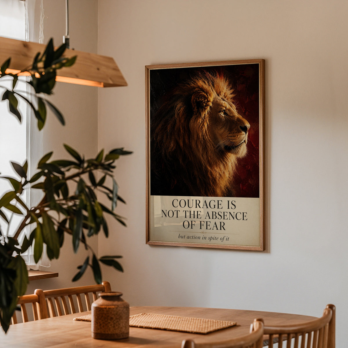 Quiet Courage affisch i ljust minimalistiskt vardagsrum – köp enkelt hos Bozetto