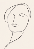 Minimalist Female Portrait poster visad rakt fram – Bozetto affisch i hög tryckkvalitet