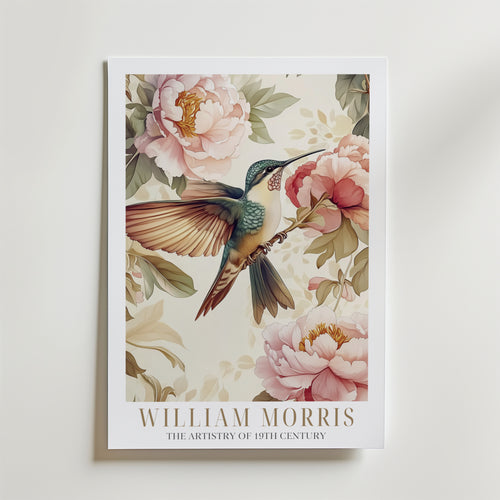The Hummingbird Garden William affisch på neutral bakgrund – poster från Bozetto