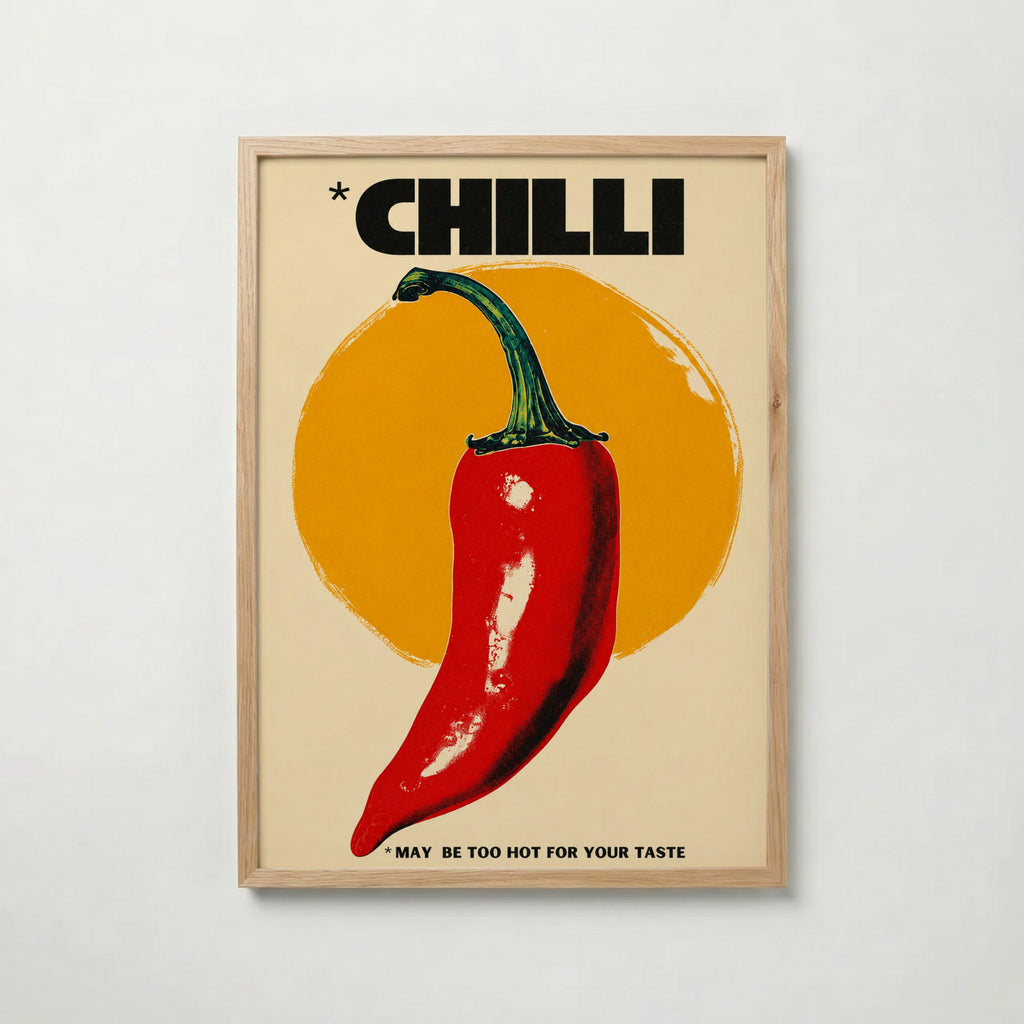 Chilli Heat i ekram med ljust trä – köp enkelt hos Bozetto affisch i hög kvalitet