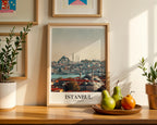 Väggmockup av The Istanbul affisch på ljus tegelvägg – Bozetto konsttryck i hög tryckkvalitet