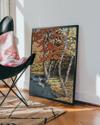 Autumn at Oirase Kawase affisch i ljust minimalistiskt vardagsrum – köp enkelt hos Bozetto