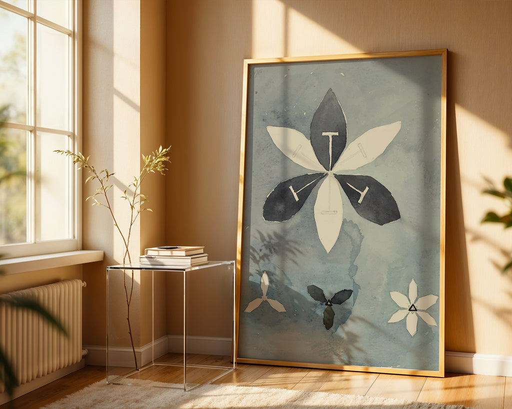 Väggmockup med Hilma af Klint Petals of – köp enkelt hos Bozetto affisch i hög kvalitet