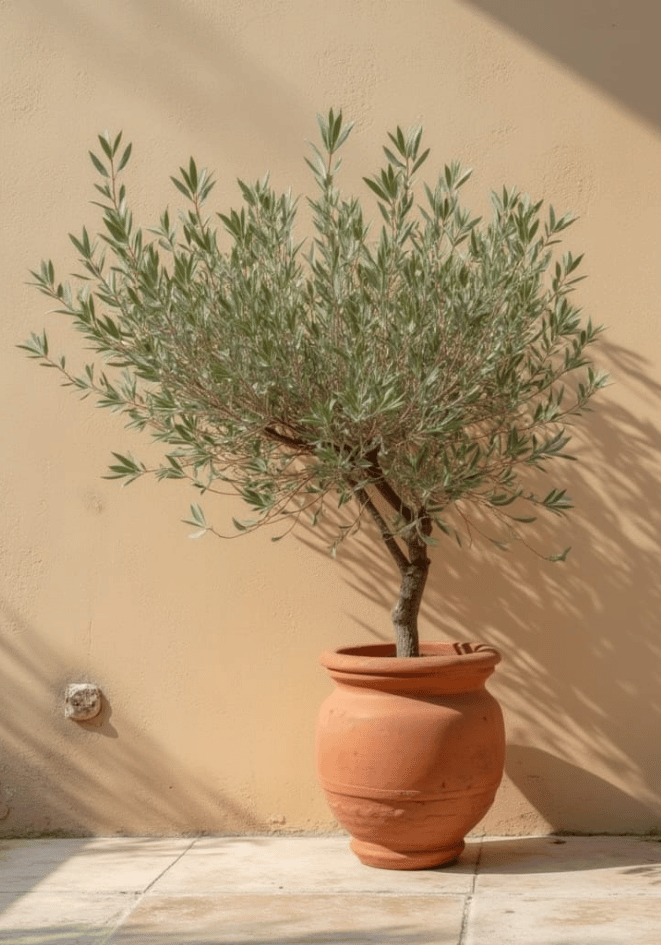 Potted olive tree affisch på vit bakgrund – köp enkelt hos Bozetto i hög kvalitet
