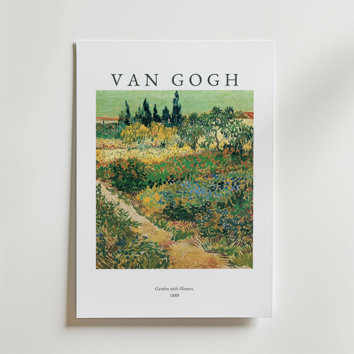 Van Gogh Garden With Flowers – stilfullt konsttryck från Bozetto, tryckt på matt finpapper