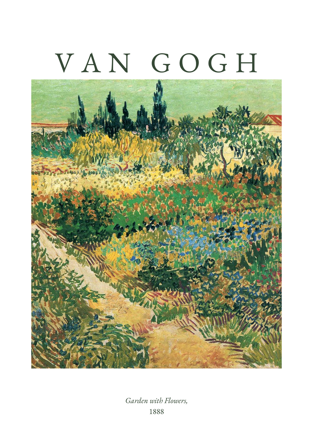 Van Gogh Garden With Flowers poster visad rakt fram – Bozetto affisch i hög tryckkvalitet