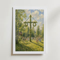 Midsommar affisch inramad i neutral ram – se hur konsttrycket ser ut, Bozetto i hög tryckkvalitet
