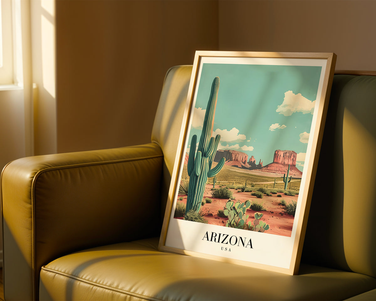 Väggmockup med Echoes Of Arizona – köp enkelt hos Bozetto affisch i hög kvalitet