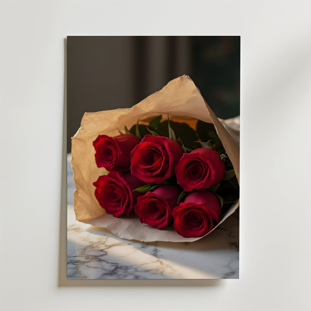 Red Rose Bouquet – stilfullt konsttryck från Bozetto, tryckt på matt finpapper i hög tryckkvalitet