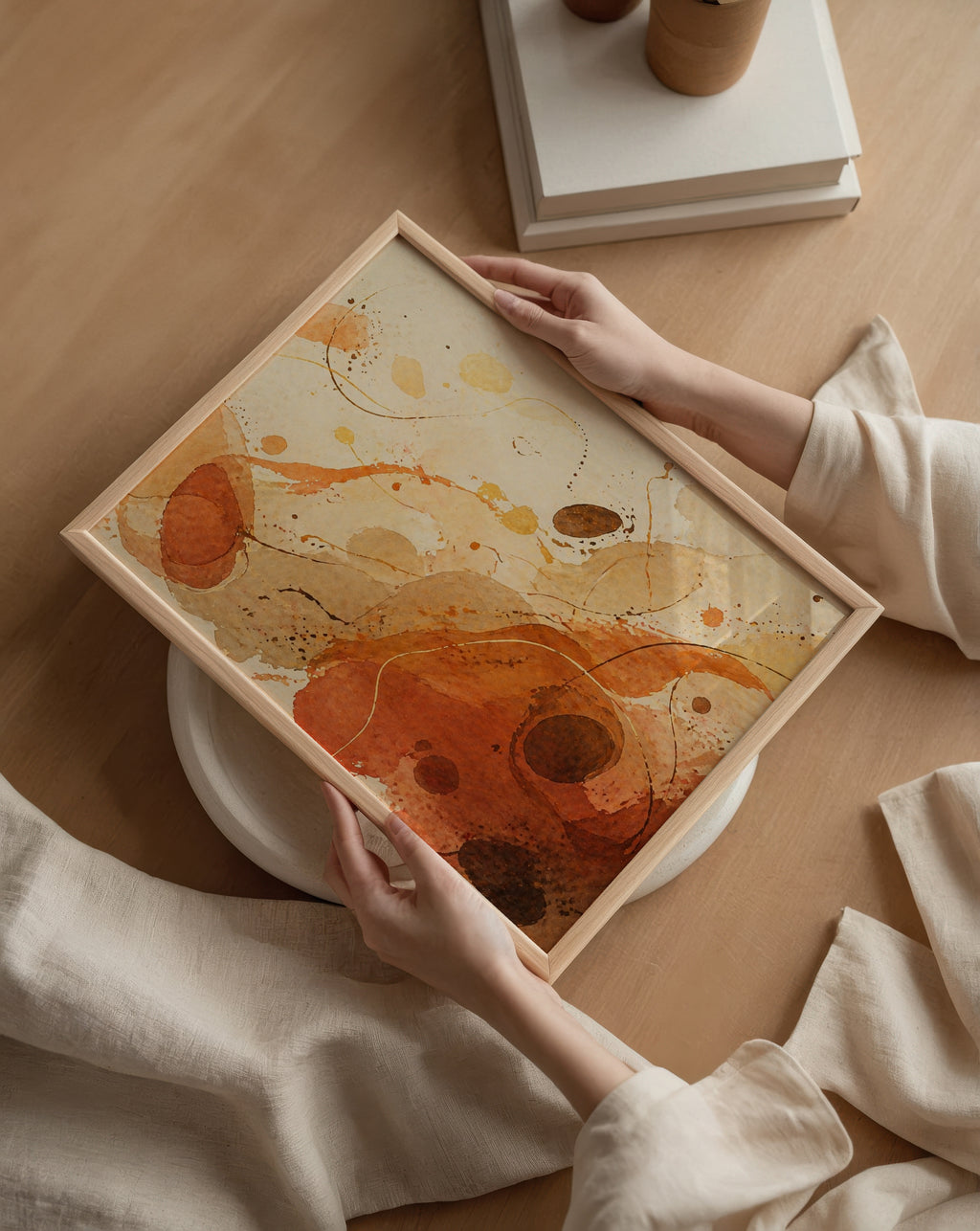 Terracotta Flow affisch i minimalistiskt sovrum – köp enkelt hos Bozetto i hög kvalitet