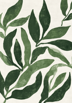 Green Botanical Leaf affisch på vit bakgrund – köp enkelt hos Bozetto i hög kvalitet