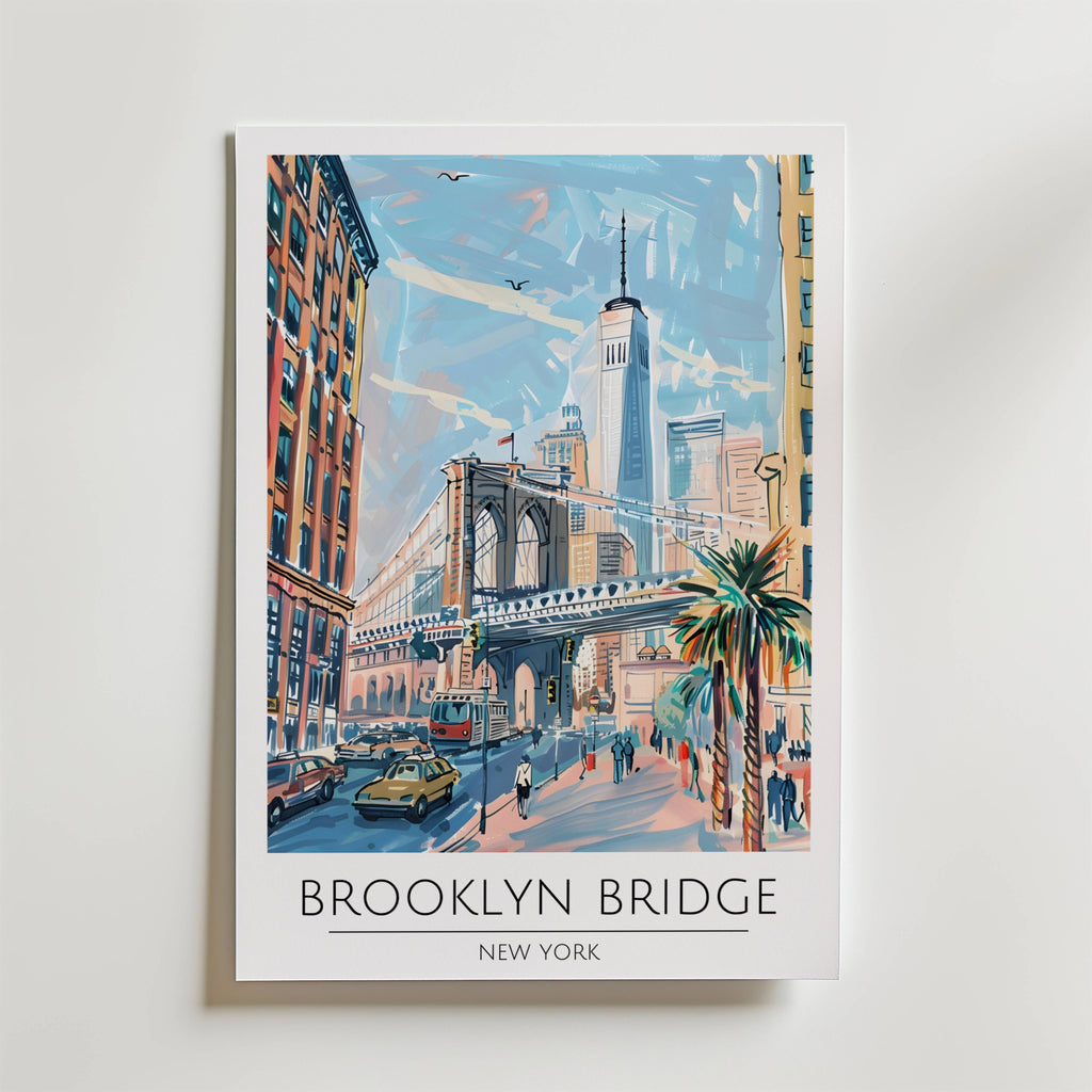 Brooklyn Bridge Cityscape – stilfullt konsttryck från Bozetto, tryckt på matt finpapper