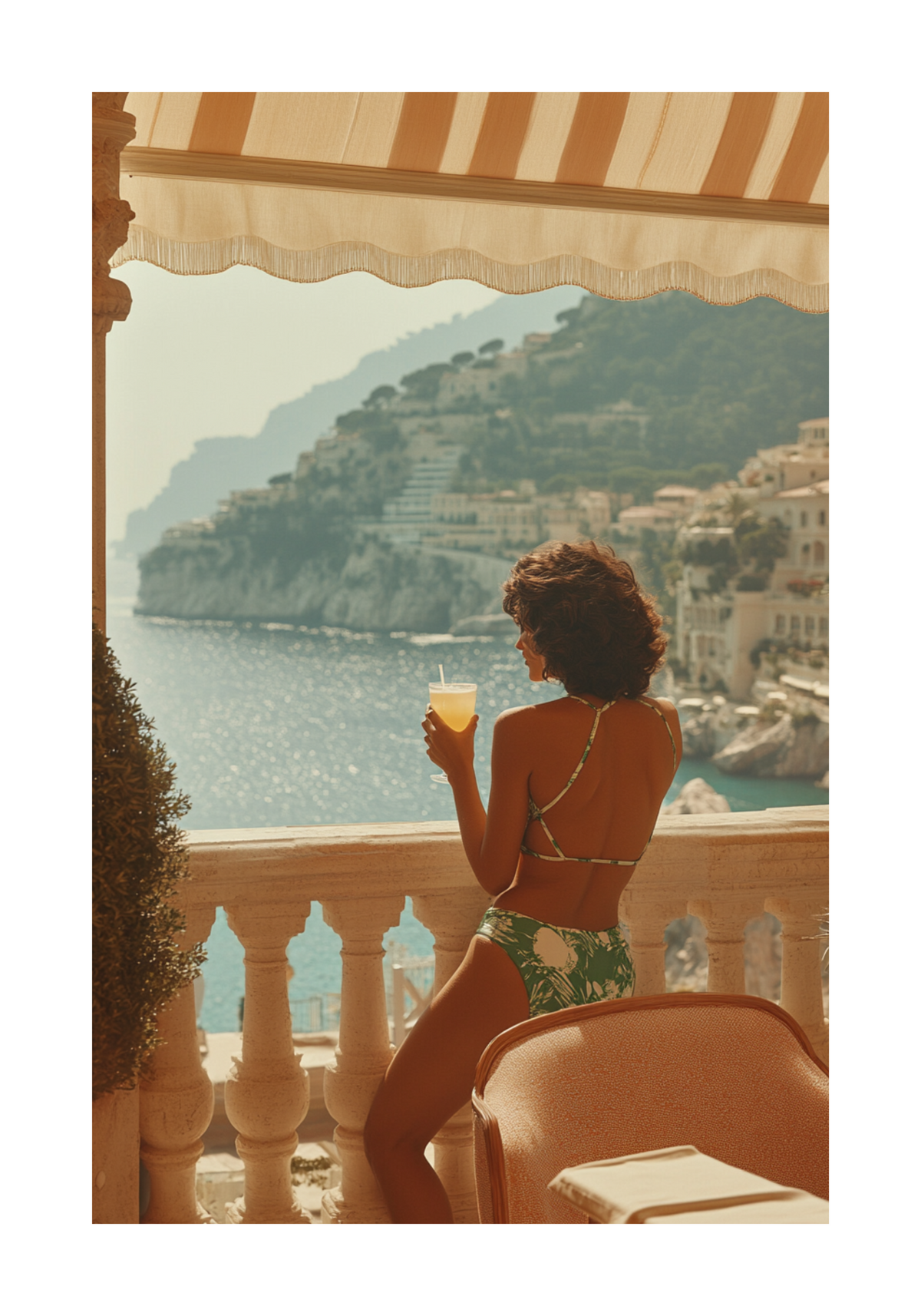 Amalfi Coast Balcony Poster – modern konst och stilren konsttryck för hemmet hos Bozetto