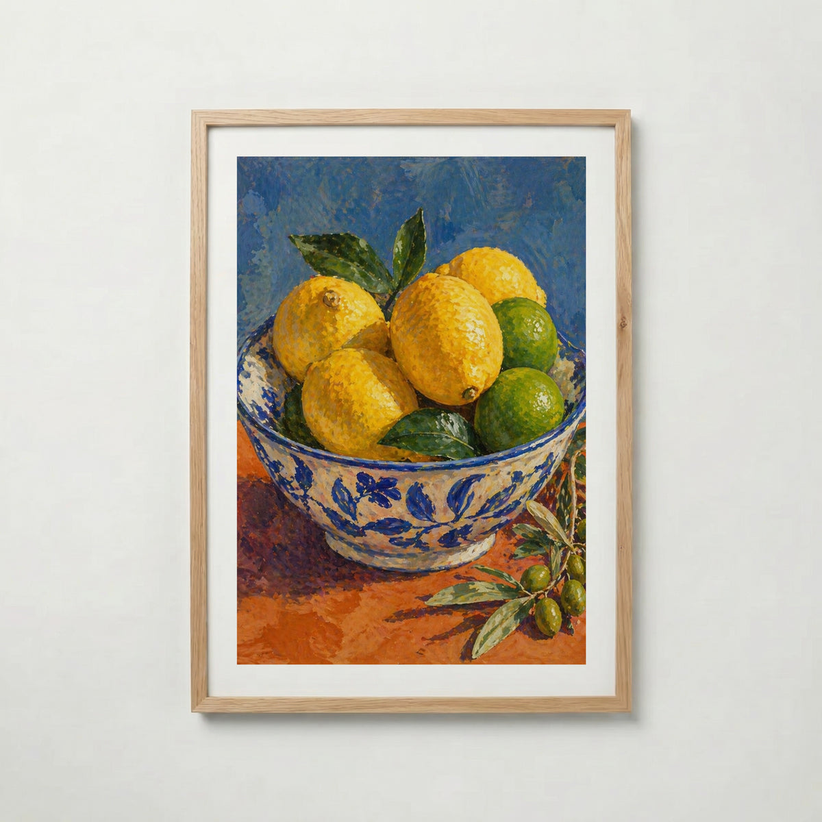 Mediterranean Citrus i ekram med ljust trä – köp enkelt hos Bozetto affisch i hög kvalitet