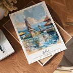 Bali Temple Reflections poster visad rakt fram – Bozetto affisch i hög tryckkvalitet