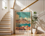 Väggmockup av Colors Of Marseille affisch på ljus vägg – Bozetto konsttryck – nr 5