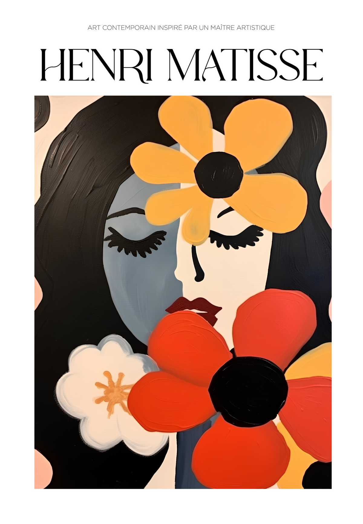 Storleksjämförelse för Floral Mask Matisse affisch – Bozetto erbjuder flera format
