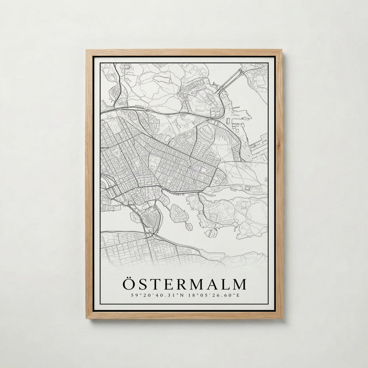 Östermalm Karta poster i olika storlekar – köp enkelt hos Bozetto i hög kvalitet
