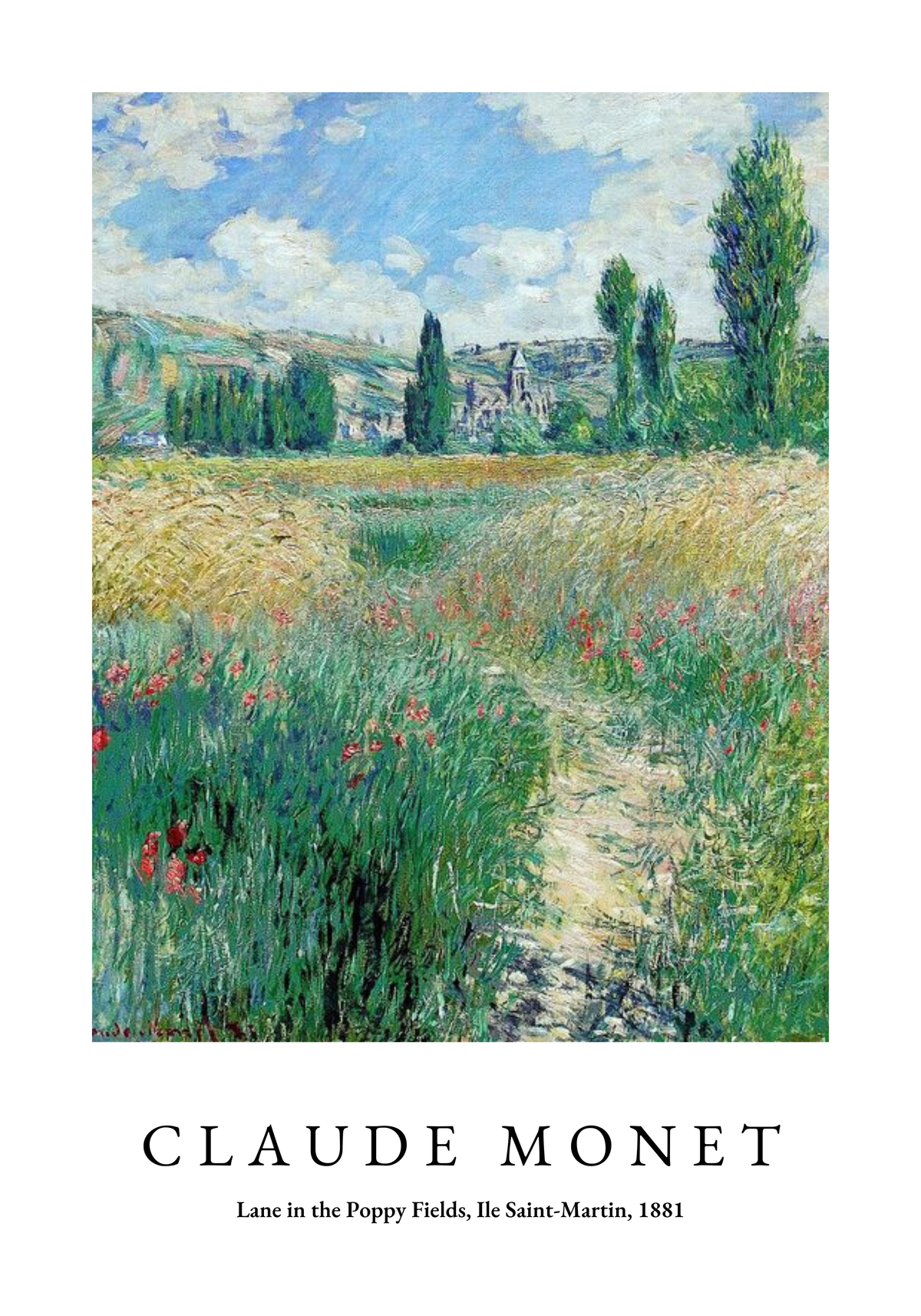 Claude Monet Lane In The Poppy – stilfullt konsttryck från Bozetto, tryckt på matt finpapper