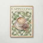 Cappuccino i ekram med ljust trä – köp enkelt hos Bozetto affisch i hög kvalitet