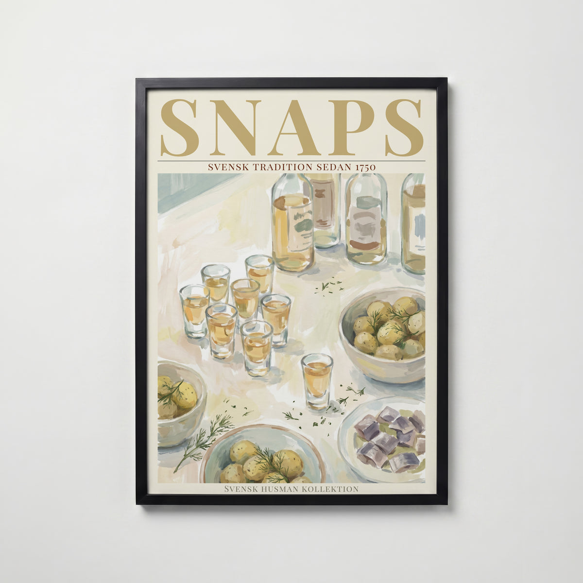 Snaps affisch i modern svart ram – stark kontrast och stil, Bozetto poster i hög tryckkvalitet