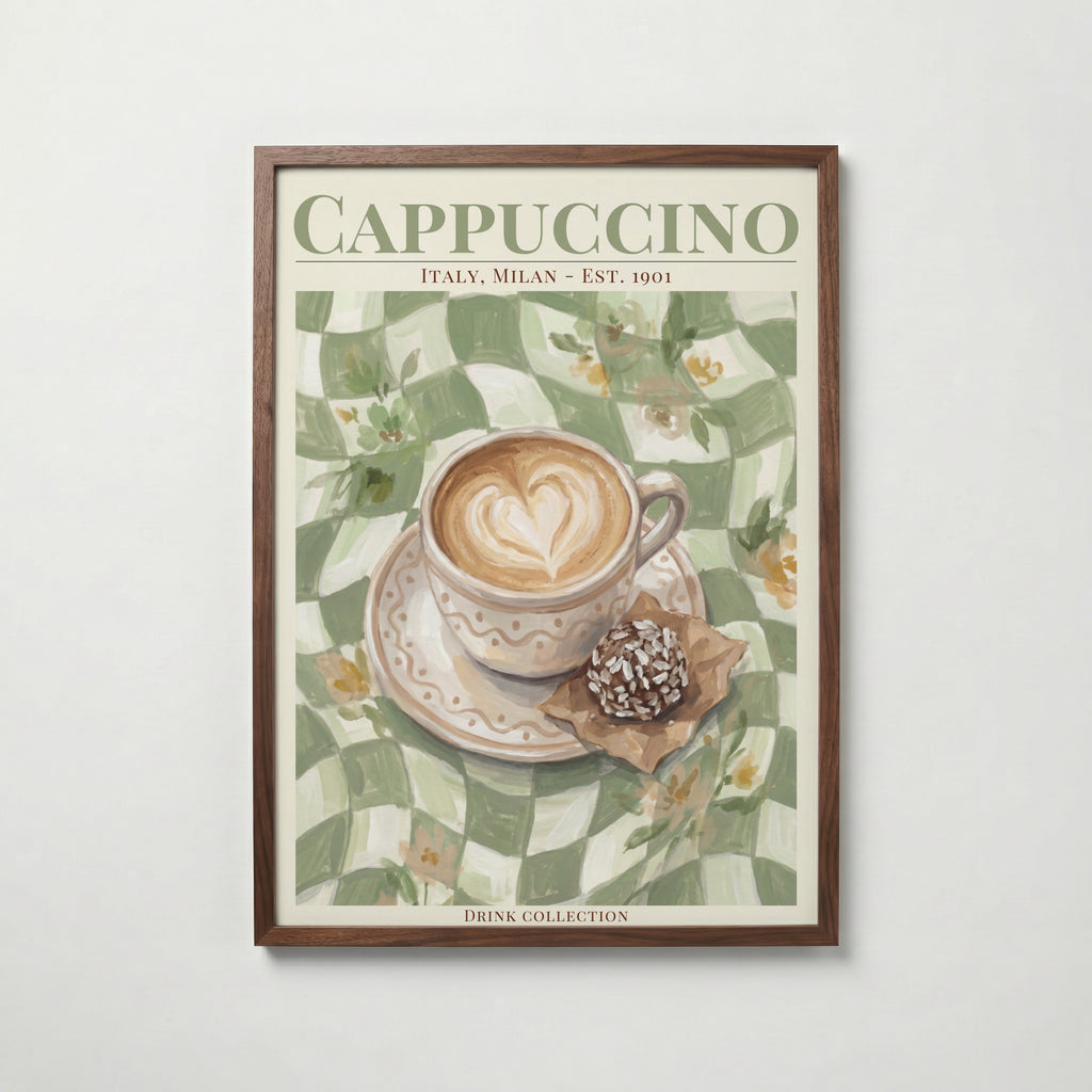 Cappuccino affisch i valnötsram – mörkbrun inramning med exklusiv känsla, Bozetto