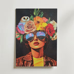 Floral Eyewear Portrait – stilfullt konsttryck från Bozetto, tryckt på matt finpapper