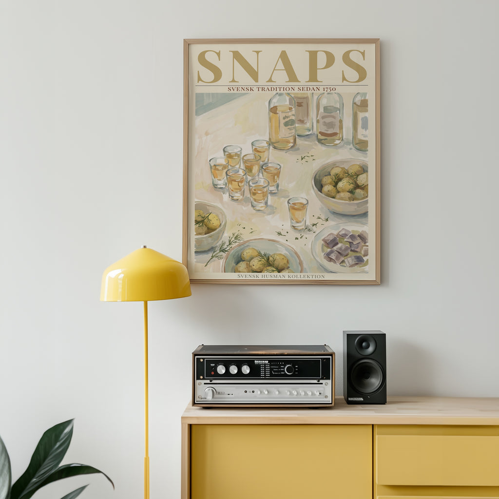 Snaps affisch i ljust minimalistiskt vardagsrum – köp enkelt hos Bozetto i hög kvalitet