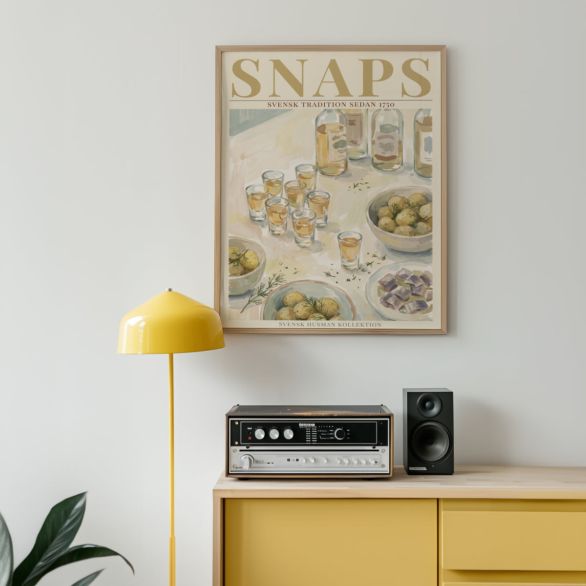 Snaps affisch i ljust minimalistiskt vardagsrum – köp enkelt hos Bozetto i hög kvalitet