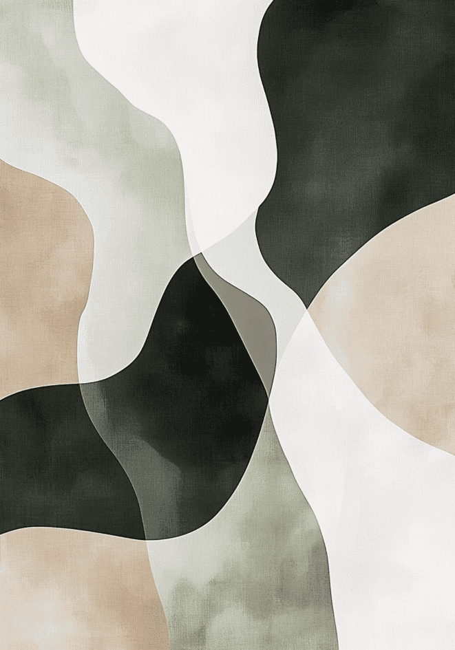 Abstract Green Shapes No.3 poster visad rakt fram – Bozetto affisch i hög tryckkvalitet