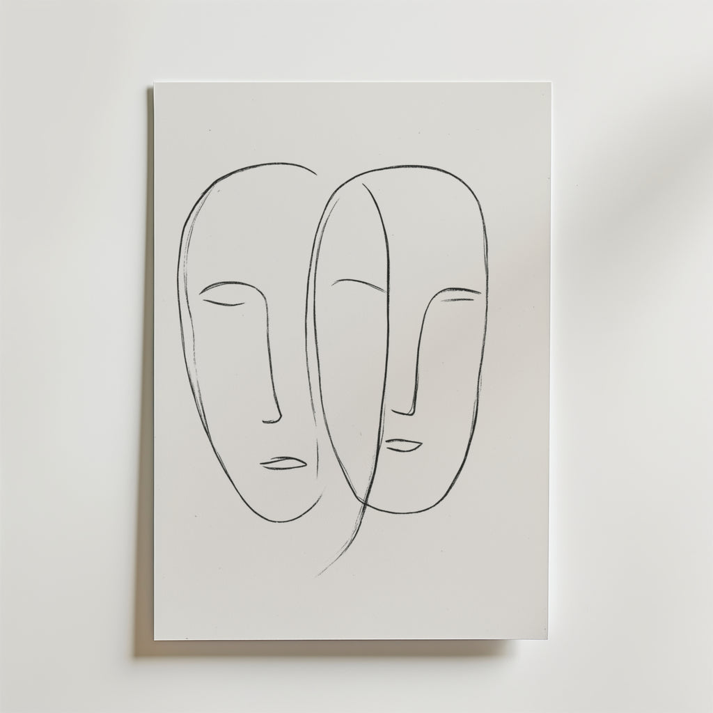 Scandinavian Twin Faces – stilfullt konsttryck från Bozetto, tryckt på matt finpapper