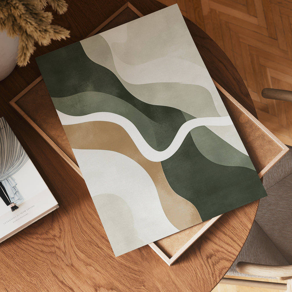 Abstract Green Shapes – köp enkelt hos Bozetto konsttryck i hög kvalitet i hög kvalitet