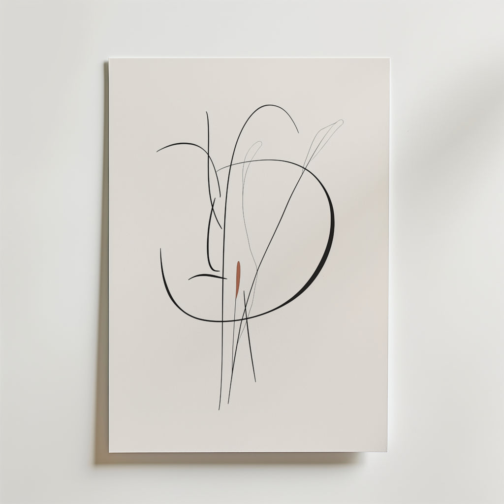 Soft Abstract Line Portrait – stilfullt konsttryck från Bozetto, tryckt på matt finpapper