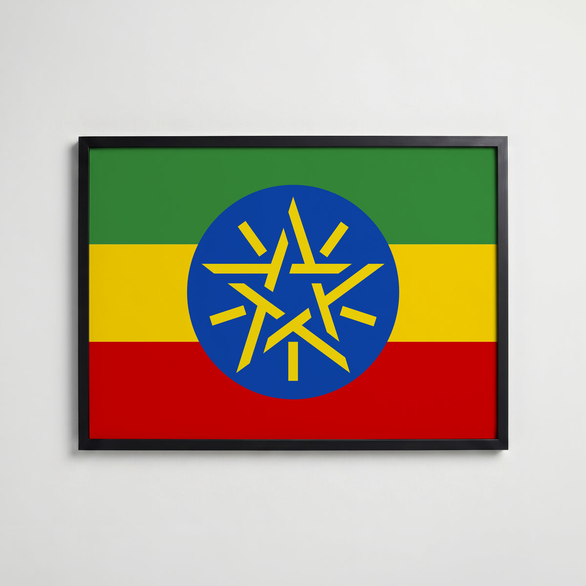 Ethiopia National Flag Poster i svart ram – stilren konsttryck som väggdekor från Bozetto