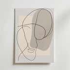 Beige Abstract Face Silhouette affisch på neutral bakgrund – poster från Bozetto