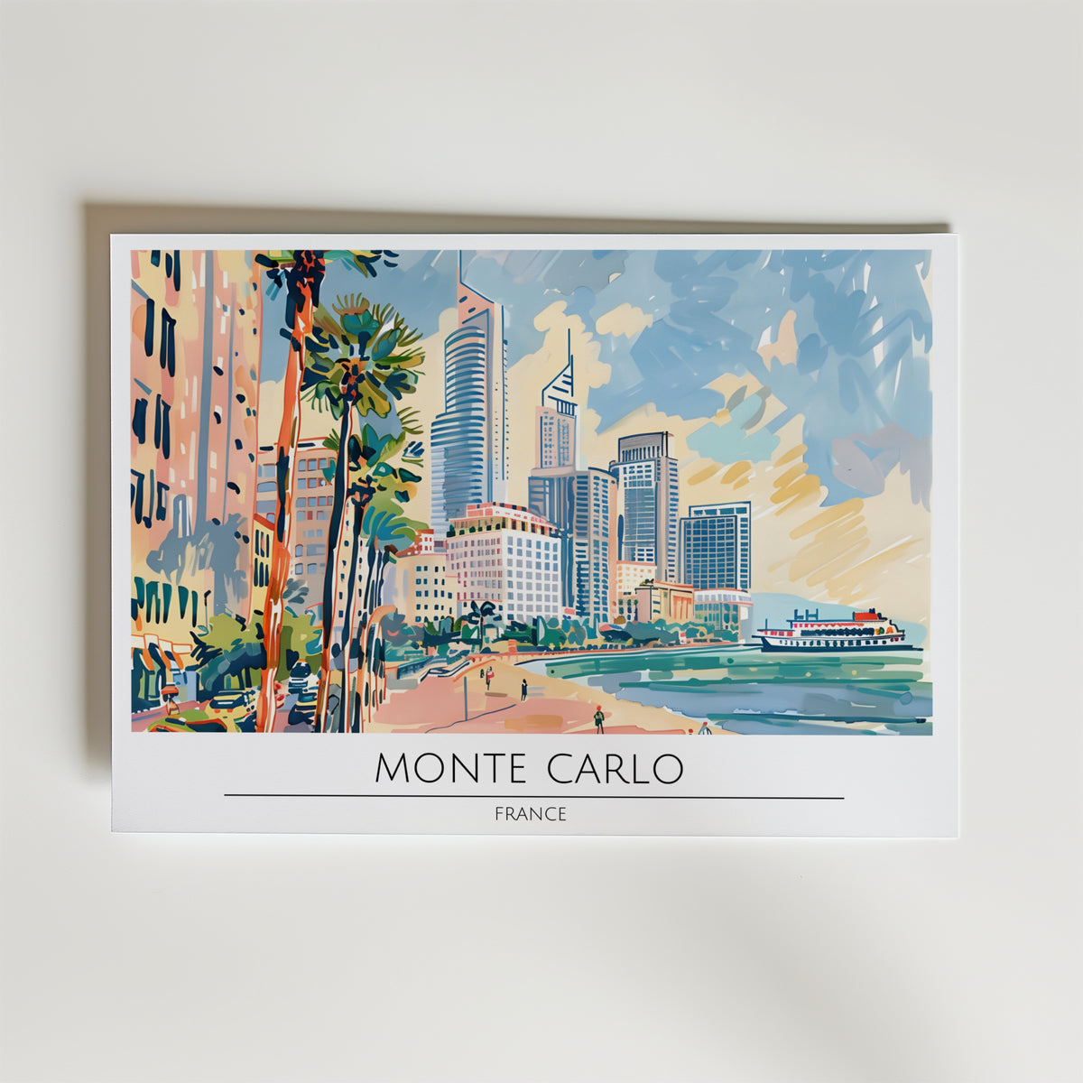 Monte Carlo – stilfullt konsttryck från Bozetto, tryckt på matt finpapper i hög tryckkvalitet