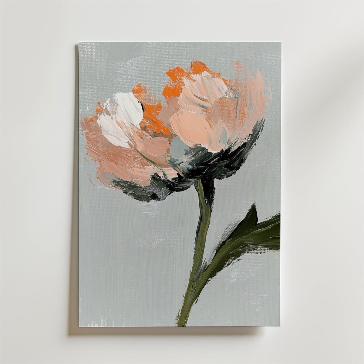 Abstract floral Peach and White affisch på neutral bakgrund – poster från Bozetto